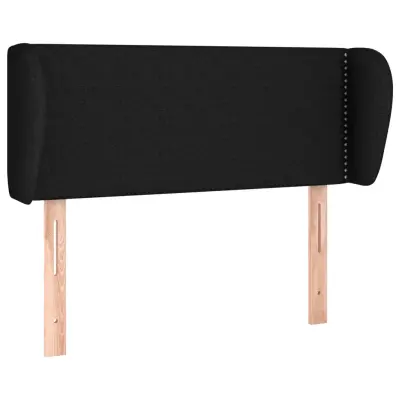 Vzglavna omarica - Nočna omarica - Posteljna omarica z ušesi črno 103x23x78/88 cm blago