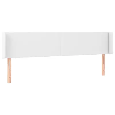 Vzglavna omarica - Nočna omarica - Posteljna omarica z ušesi belo 203x16x78/88 cm umetno usnje