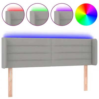 LED Posteljno vzglavje - Vzglavna omarica - Nočna omarica svetlo sivo 147x16x78/88 cm blago