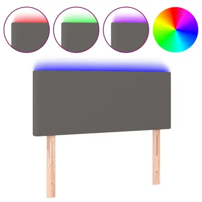 LED Posteljno vzglavje - Vzglavna omarica - Nočna omarica sivo 80x5x78/88 cm umetno usnje