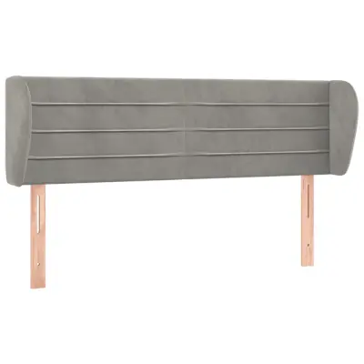 Vzglavna omarica - Nočna omarica - Posteljna omarica z ušesi svetlo sivo 147x23x78/88 cm žamet