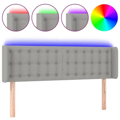 LED Posteljno vzglavje - Vzglavna omarica - Nočna omarica svetlo sivo 147x16x78/88 cm blago