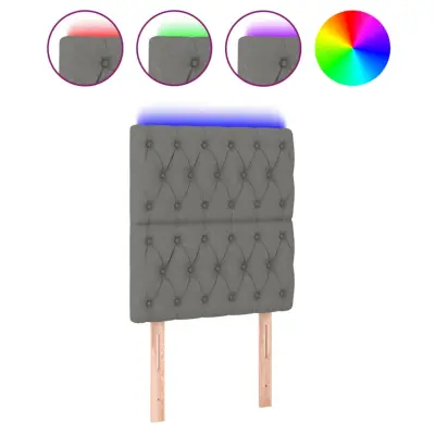 LED Posteljno vzglavje - Vzglavna omarica - Nočna omarica temno sivo 80x7x118/128 cm blago