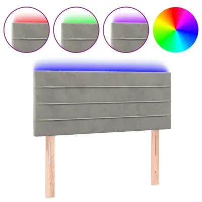 LED Posteljno vzglavje - Vzglavna omarica - Nočna omarica svetlo sivo 100x5x78/88 cm žamet