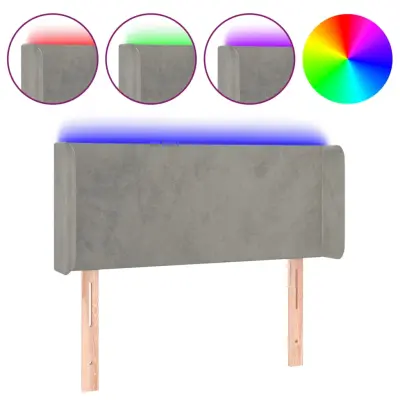 LED Posteljno vzglavje - Vzglavna omarica - Nočna omarica svetlo sivo 93x16x78/88 cm žamet