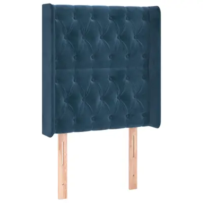 Vzglavna omarica - Nočna omarica - Posteljna omarica z ušesi temno modro 83x16x118/128 cm žamet