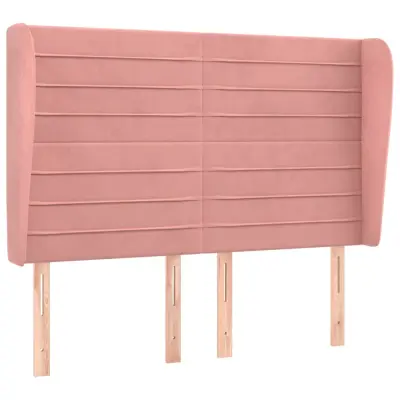 Posteljno vzglavje - Vzglavna omarica - Nočna omarica z ušesi roza 147x23x118/128 cm žamet