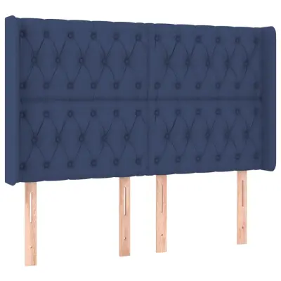 Vzglavna omarica - Nočna omarica - Posteljna omarica z ušesi modro 147x16x118/128 cm blago