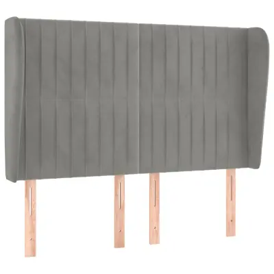 Vzglavna omarica - Nočna omarica - Posteljna omarica z ušesi svetlo sivo 147x23x118/128 cm žamet