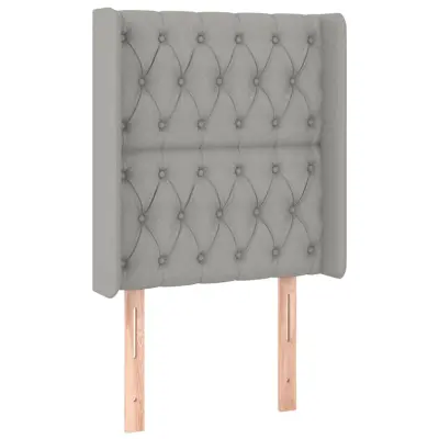 Vzglavna omarica - Nočna omarica - Posteljna omarica z ušesi svetlo sivo 83x16x118/128 cm blago