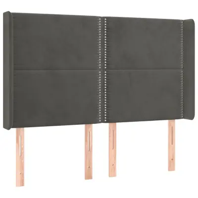 Vzglavna omarica - Nočna omarica - Posteljna omarica z ušesi temno sivo 147x16x118/128 cm žamet