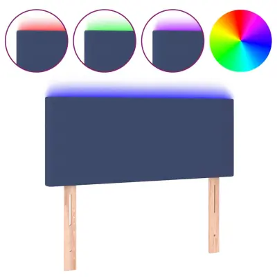 LED Posteljno vzglavje - Vzglavna omarica - Nočna omarica modro 90x5x78/88 cm blago