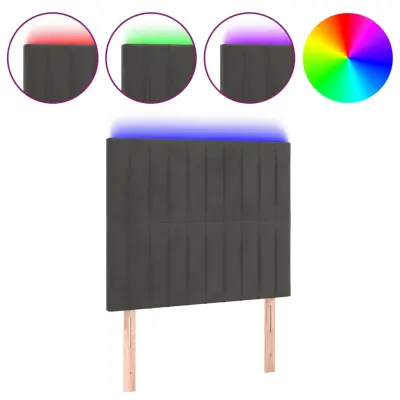 LED Posteljno vzglavje - Vzglavna omarica - Nočna omarica temno sivo 80x5x118/128 cm žamet