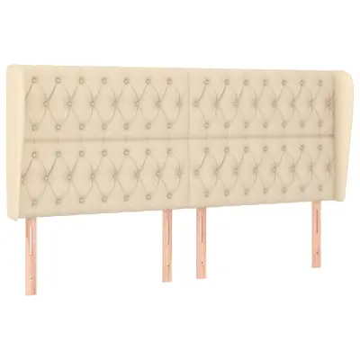 Vzglavna omarica - Nočna omarica - Posteljna omarica z ušesi krem 203x23x118/128 cm blago