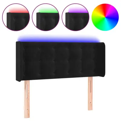 LED Posteljno vzglavje - Vzglavna omarica - Nočna omarica črno 103x16x78/88 cm žamet