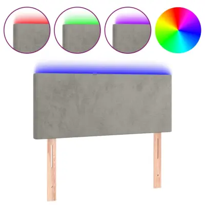 LED Posteljno vzglavje - Vzglavna omarica - Nočna omarica svetlo sivo 80x5x78/88 cm žamet
