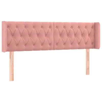 Posteljno vzglavje - Vzglavna omarica - Nočna omarica z ušesi roza 147x16x78/88 cm žamet