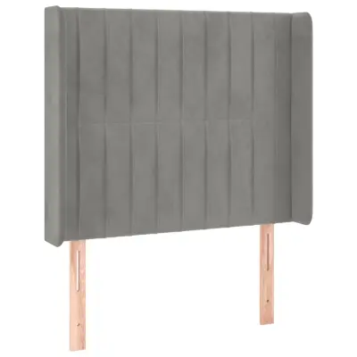 Vzglavna omarica - Nočna omarica - Posteljna omarica z ušesi svetlo sivo 93x16x118/128 cm žamet