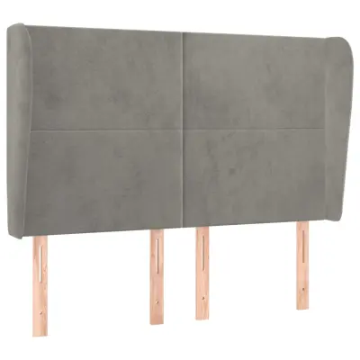 Vzglavna omarica - Nočna omarica - Posteljna omarica z ušesi svetlo sivo 147x23x118/128 cm žamet