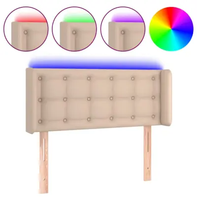 LED Posteljno vzglavje - Vzglavna omarica - Nočna omarica kapučino 83x16x78/88 cm umetno usnje
