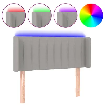 LED Posteljno vzglavje - Vzglavna omarica - Nočna omarica svetlo sivo 103x16x78/88 cm blago
