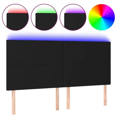 LED Posteljno vzglavje - Vzglavna omarica - Nočna omarica črno 180x5x118/128 cm blago