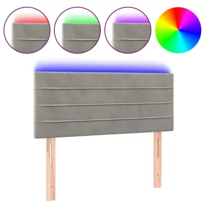 LED Posteljno vzglavje - Vzglavna omarica - Nočna omarica svetlo sivo 90x5x78/88 cm žamet