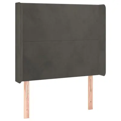 Vzglavna omarica - Nočna omarica - Posteljna omarica z ušesi temno sivo 103x16x118/128 cm žamet