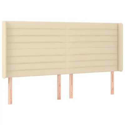 Vzglavna omarica - Nočna omarica - Posteljna omarica z ušesi krem 203x16x118/128 cm blago