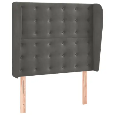 Vzglavna omarica - Nočna omarica - Posteljna omarica z ušesi temno sivo 103x23x118/128 cm žamet