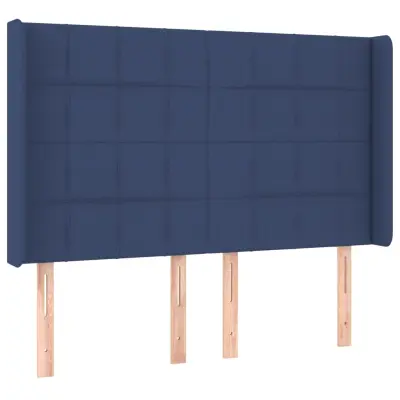 Vzglavna omarica - Nočna omarica - Posteljna omarica z ušesi modro 147x16x118/128 cm blago