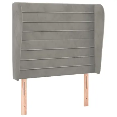 Vzglavna omarica - Nočna omarica - Posteljna omarica z ušesi svetlo sivo 83x23x118/128 cm žamet