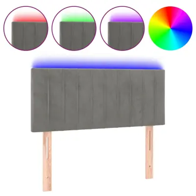 LED Posteljno vzglavje - Vzglavna omarica - Nočna omarica svetlo sivo 80x5x78/88 cm žamet