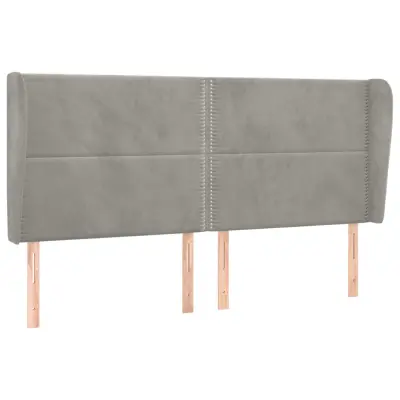 Vzglavna omarica - Nočna omarica - Posteljna omarica z ušesi svetlo sivo 203x23x118/128 cm žamet