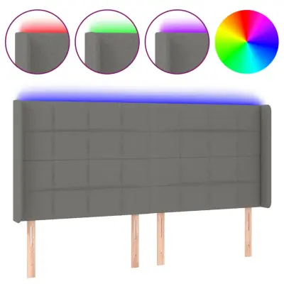 LED Posteljno vzglavje - Vzglavna omarica - Nočna omarica temno sivo 183x16x118/128 cm blago