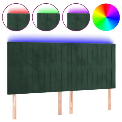 LED Posteljno vzglavje - Vzglavna omarica - Nočna omarica temno zeleno 180x5x118/128 cm žamet