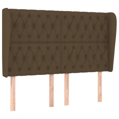 Vzglavna omarica - Nočna omarica - Posteljna omarica z ušesi temno rjavo 163x23x118/128 cm blago