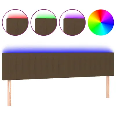 LED Posteljno vzglavje - Vzglavna omarica - Nočna omarica temno rjavo 160x5x78/88 cm blago