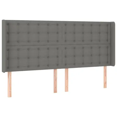 Vzglavna omarica - Nočna omarica - Posteljna omarica z ušesi temno sivo 183x16x118/128 cm blago