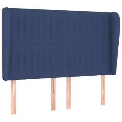 Vzglavna omarica - Nočna omarica - Posteljna omarica z ušesi modro 147x23x118/128 cm blago
