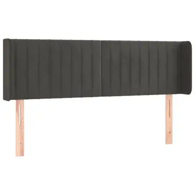 Vzglavna omarica - Nočna omarica - Posteljna omarica z ušesi temno sivo 147x16x78/88 cm žamet