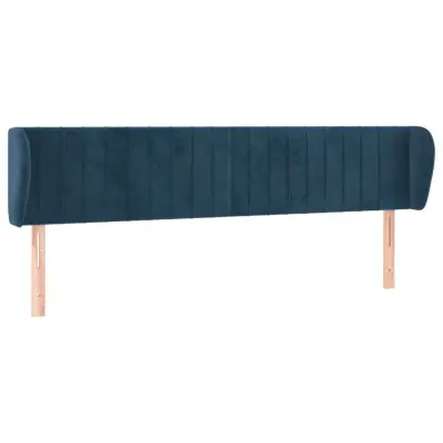 Vzglavna omarica - Nočna omarica - Posteljna omarica z ušesi temno modro 163x23x78/88 cm žamet