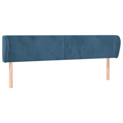 Vzglavna omarica - Nočna omarica - Posteljna omarica z ušesi temno modro 203x23x78/88 cm žamet