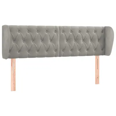 Vzglavna omarica - Nočna omarica - Posteljna omarica z ušesi svetlo sivo 163x23x78/88 cm žamet