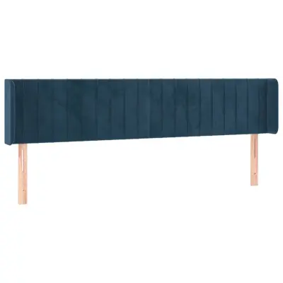 Vzglavna omarica - Nočna omarica - Posteljna omarica z ušesi temno modro 163x16x78/88 cm žamet