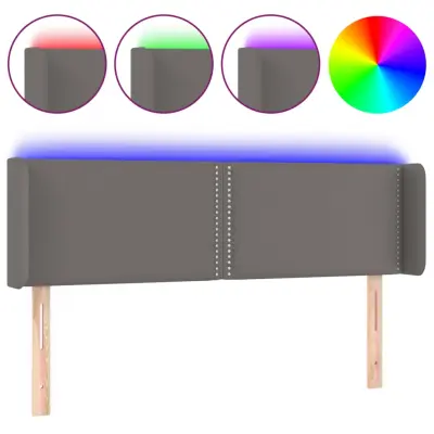 LED Posteljno vzglavje - Vzglavna omarica - Nočna omarica sivo 147x16x78/88 cm umetno usnje