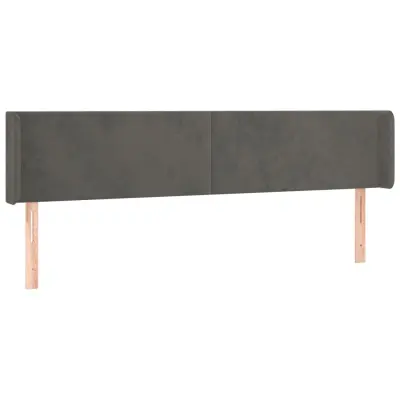 Vzglavna omarica - Nočna omarica - Posteljna omarica z ušesi temno sivo 203x16x78/88 cm žamet