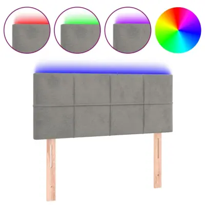 LED Posteljno vzglavje - Vzglavna omarica - Nočna omarica svetlo sivo 80x5x78/88 cm žamet