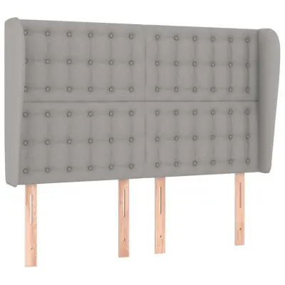 Vzglavna omarica - Nočna omarica - Posteljna omarica z ušesi svetlo sivo 147x23x118/128 cm blago