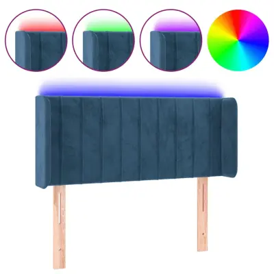 LED Posteljno vzglavje - Vzglavna omarica - Nočna omarica temno modro 83x16x78/88 cm žamet